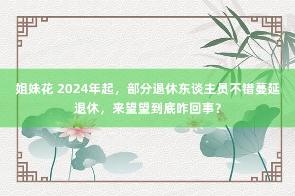 姐妹花 2024年起，部分退休东谈主员不错蔓延退休，来望望到底咋回事？