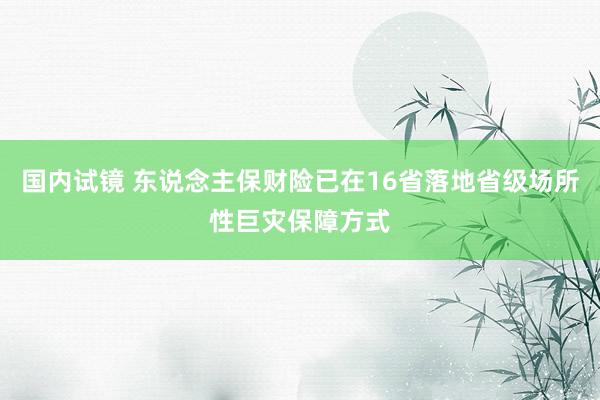 国内试镜 东说念主保财险已在16省落地省级场所性巨灾保障方式