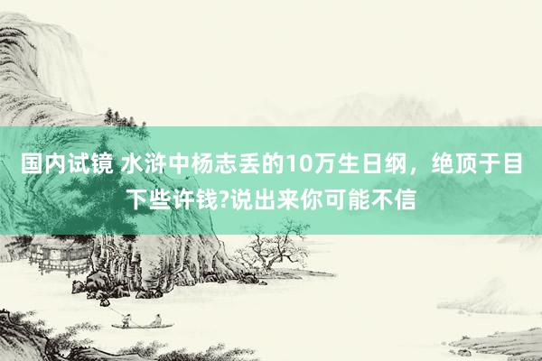 国内试镜 水浒中杨志丢的10万生日纲，绝顶于目下些许钱?说出来你可能不信