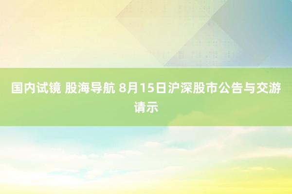 国内试镜 股海导航 8月15日沪深股市公告与交游请示