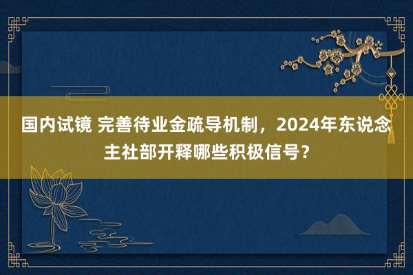 国内试镜 完善待业金疏导机制，2024年东说念主社部开释哪些积极信号？