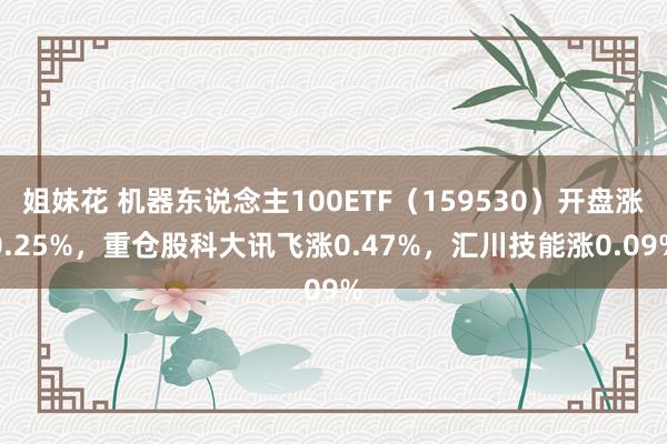 姐妹花 机器东说念主100ETF（159530）开盘涨0.25%，重仓股科大讯飞涨0.47%，汇川技能涨0.09%