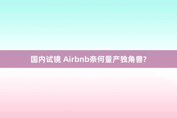 国内试镜 Airbnb奈何量产独角兽?